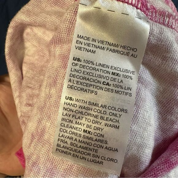 Chico's Women’s Pink and White Linen Tie-Dye Tee - Picture 7 of 8